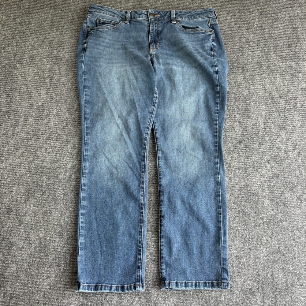Sonoma Goods For Life Womens Blue Medium Wash Straight Leg Stretch Jeans 3159